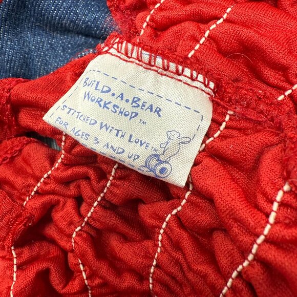 Build-A-Bear BAB Denim Skirt Ruffle Red Top Set Ribbon Bag Purse Summer Outfit - Picture 3 of 4